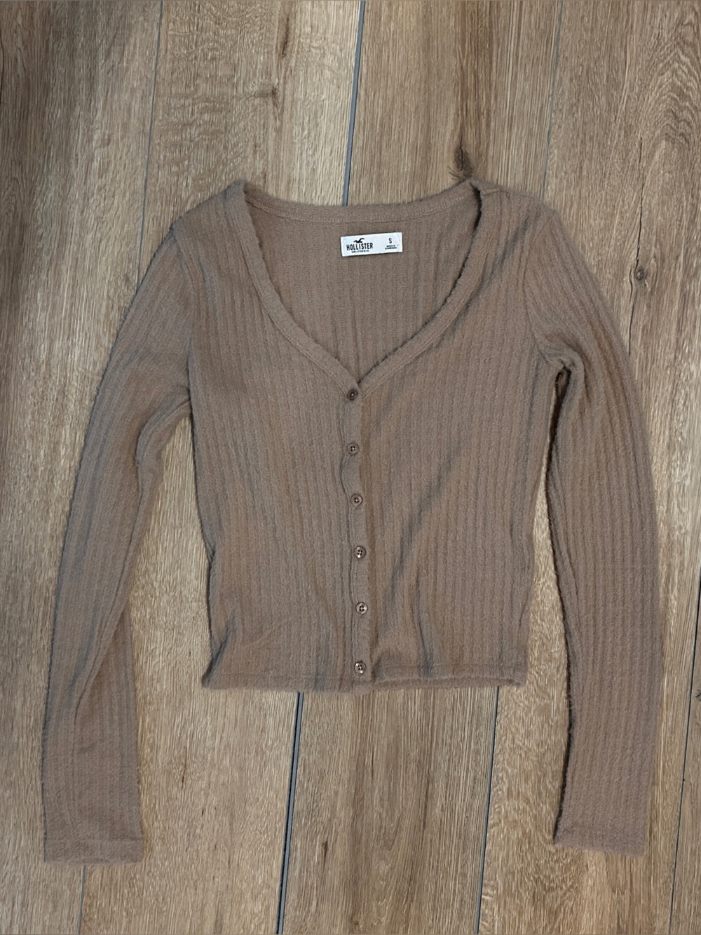 Hollister Ribbed Button-Front Cardigan - Brown Taupe. Softest material EVER